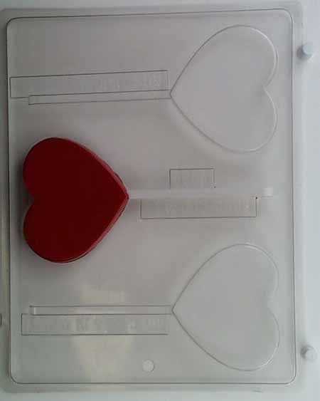 Chocolate// Candy Mold, Lollipop - Love, Medium Flat Heart