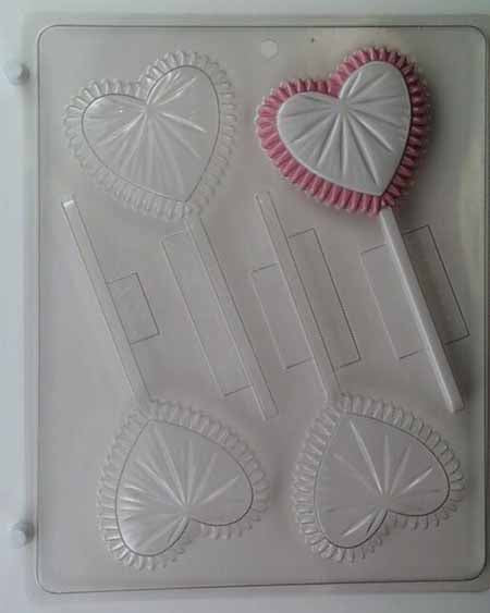 Molde para chocolate/caramelo, piruleta - Amor, corazón de cristal mediano