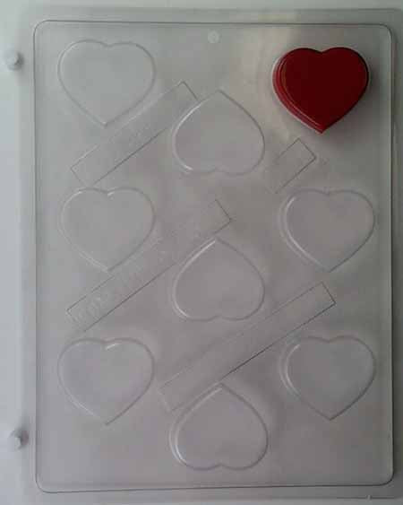 Molde para chocolate/caramelo, mini - Amor, corazón plano con borde redondeado