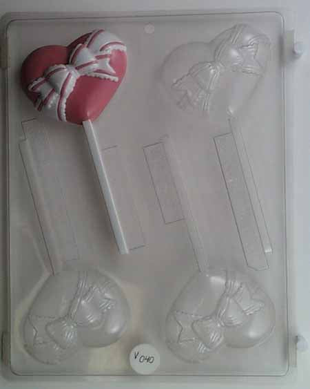 Molde para Chocolate// Caramelo, Piruleta - Amor, Corazón Mediano con un Hermoso Lazo