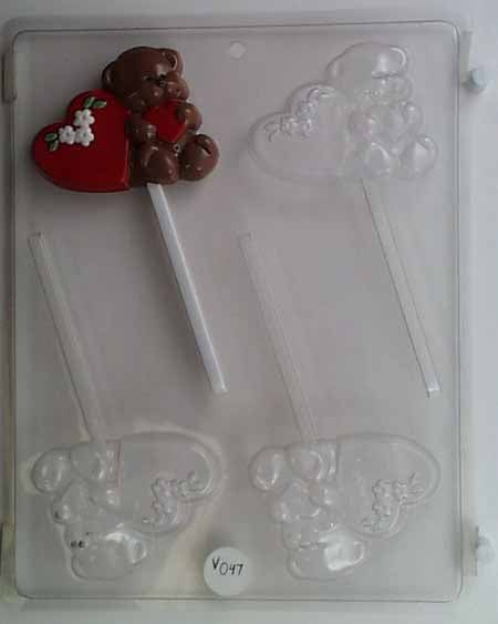 Chocolate// Candy Mold, Lollipop - Love, Cute Bear Leaning Against Heart
