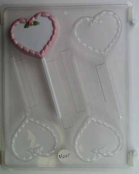 Molde para chocolate/caramelo, piruleta - Amor, marco retorcido con interior plano