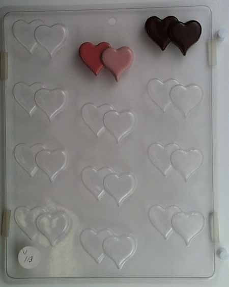 Molde de chocolate/caramelo, mini - Amor, corazones planos entrecruzados