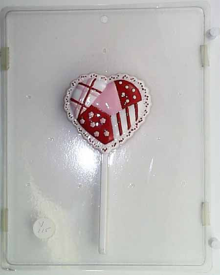 Molde para chocolate/caramelo, piruleta - Amor, corazón de patchwork acolchado con borde fruncido