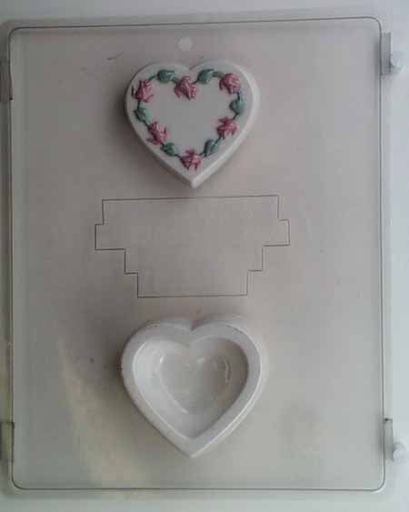 Molde para chocolate y caramelos, caja para verter - Amor, corazón con rosas