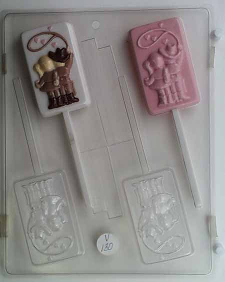 Molde de Chocolate// Caramelo, Piruleta - Amor, Vaquero y Vaquera con Lazo y Corazones
