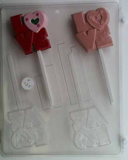 Molde para Chocolate// Caramelo, Piruleta - Amor, AMOR con Costuras para Decorar (L - Corazón -VE)