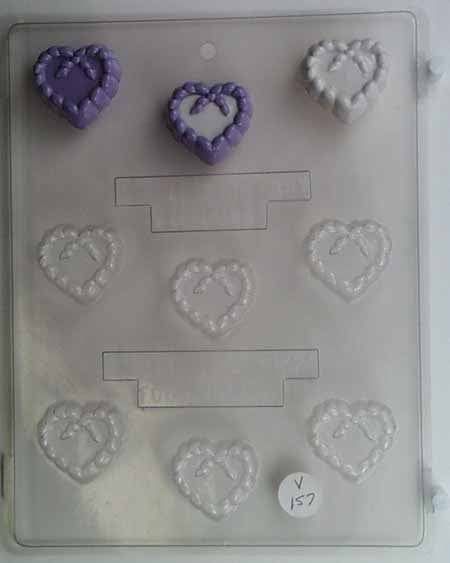 Molde de chocolate/caramelo, mini - Amor, corazón grueso con borde de lazo retorcido