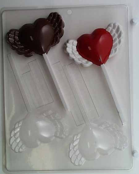 Molde para Chocolate// Caramelo, Piruleta - Amor, Corazón con Alas
