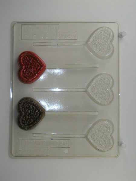Molde para Chocolate// Caramelo, Piruleta - Amor, Corazón con Encaje