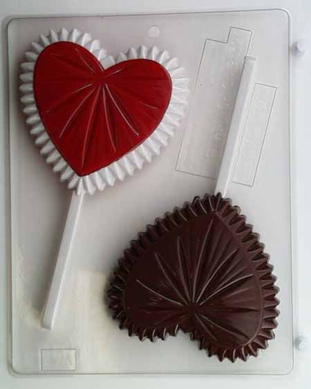 Molde para chocolate/caramelo, piruleta - Amor, corazón de cristal grande