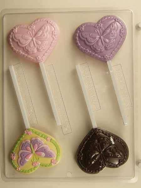 Molde para chocolate/caramelo, piruleta - Amor, mariposa en corazón 2