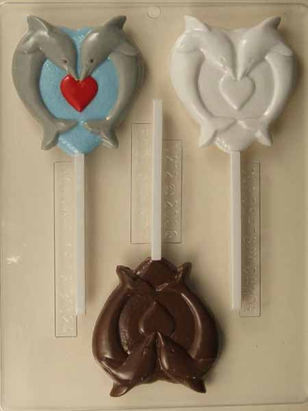 Molde para Chocolate// Caramelo, Piruleta - Amor, Delfines Dobles - Forma de Corazón