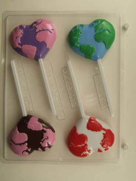 Molde para Chocolate// Caramelo, Piruleta - Amor, Corazón del Mundo