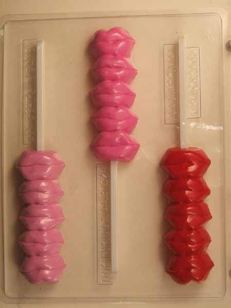 Molde de chocolate/caramelo, piruleta - Love, Stacked Lips