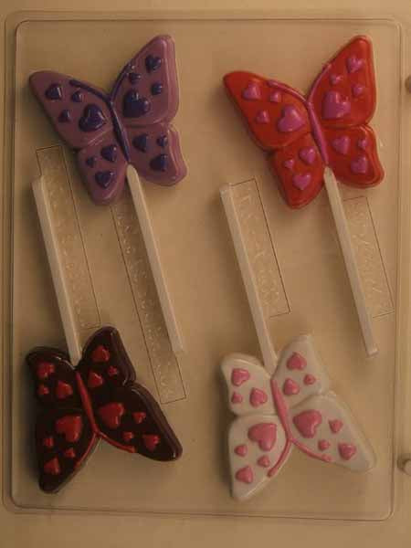 Molde para Chocolate// Caramelo, Piruleta - Amor, Mariposa Mediana con Corazones en las Alas