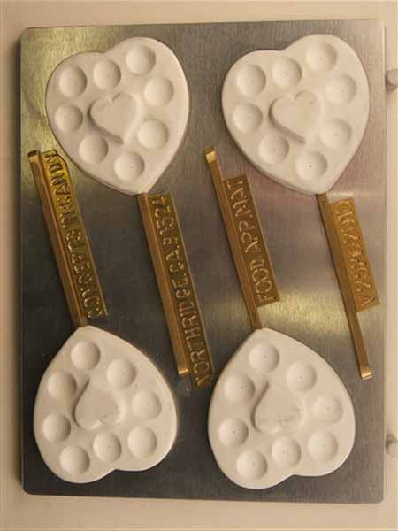 Molde para chocolate/caramelo, piruleta - Amor, corazón con cavidades