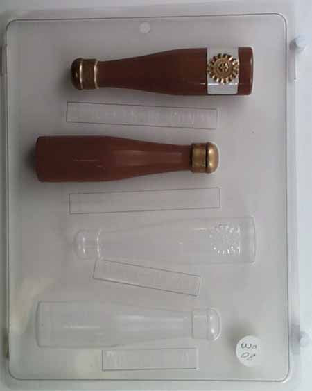 Molde para chocolate y caramelos 3D - Boda, Botella de champán 3D
