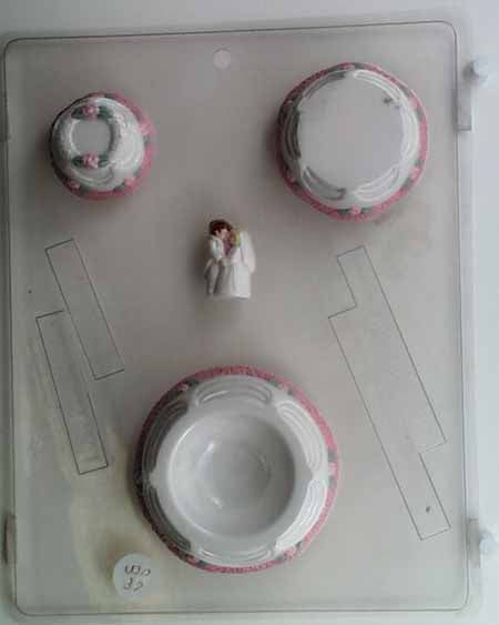 Chocolate// Candy Mold, Pour Box - Wedding, Decorated Wedding Cake, Bride And Groom on Top Pour Box