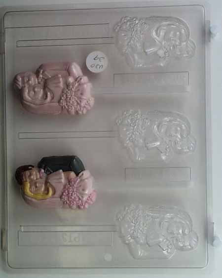 Molde de chocolate/caramelo, piruleta - Boda, novios, vista frontal, arriba de la cintura