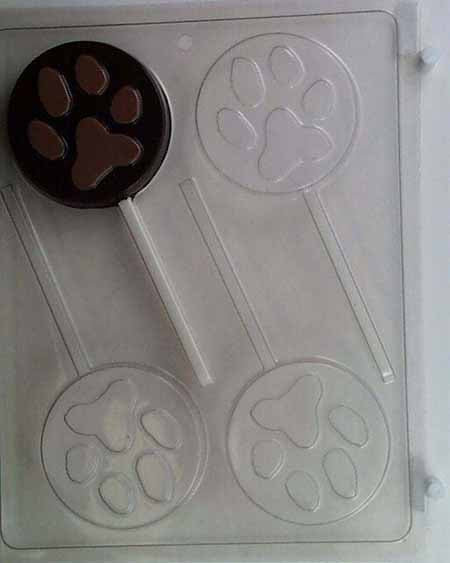 Chocolate// Candy Mold, Lollipop - Animal, Paw Print on Round