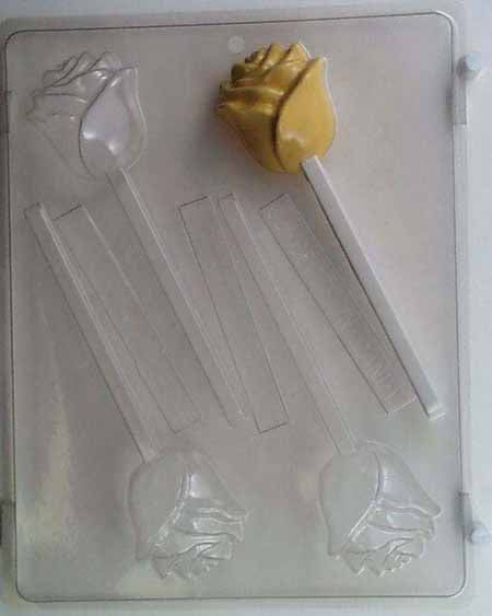 Chocolate// Candy Mold, Lollipop - Flower, Rosebud, No Leaves
