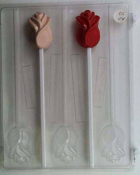 Chocolate// Candy Mold, Lollipop - Flower, Rosebud Without Leaves