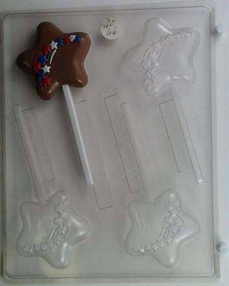 Chocolate// Candy Mold, Lollipop - Any Occassion, Star with Shooting Stars