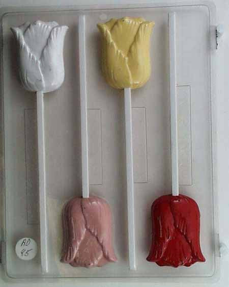 Chocolate// Candy Mold, Lollipop - Flower, Tulip, Soft Feathered Look