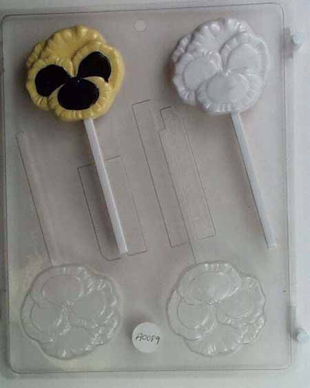 Chocolate// Candy Mold, Lollipop - Flower, Pansy