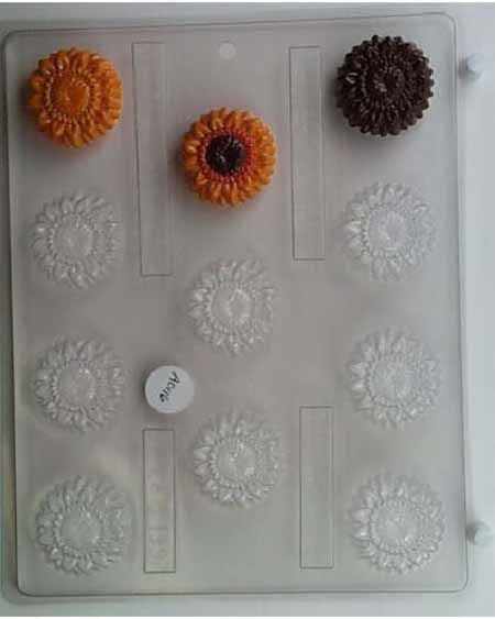 Chocolate// Candy Mold, Mini - Flower, Detailed Sunflower