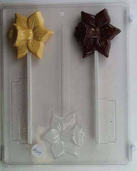 Chocolate// Candy Mold, Lollipop - Flower, Detailed Daffodil