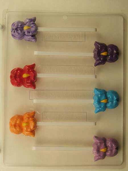 Chocolate// Candy Mold, Lollipop - Flower, Small Iris