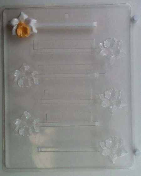 Chocolate// Candy Mold, Lollipop - Flower, Small Daffodil