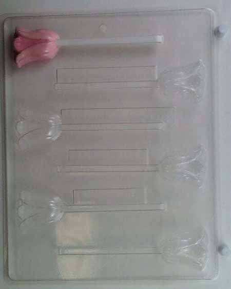 Chocolate// Candy Mold, Lollipop - Flower, Small Tulip