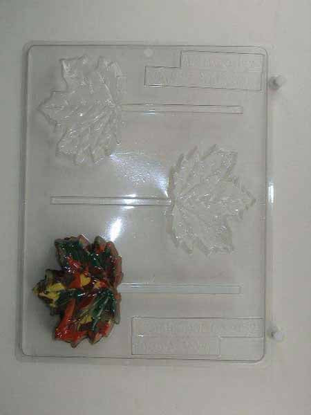 Chocolate// Candy Mold, Lollipop - Plant, Medium Oak/ Maple Leaf