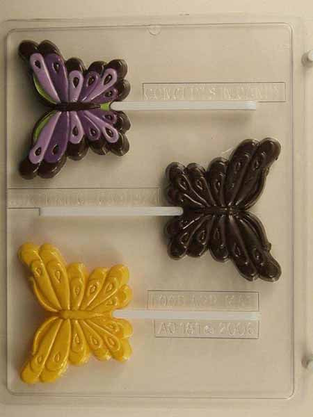 Chocolate// Candy Mold, Lollipop - Animal, Medium Butterfly