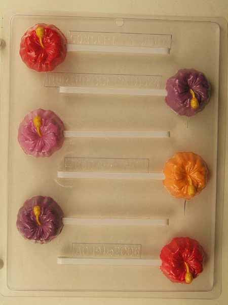 Chocolate// Candy Mold, Lollipop - Small Hibiscus