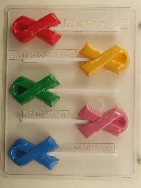 Chocolate// Candy Mold, Lollipop - Any Occasion, Ribbon for Cause / Awareness