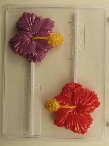Chocolate// Candy Mold, Lollipop - Flower, Large Hibiscus