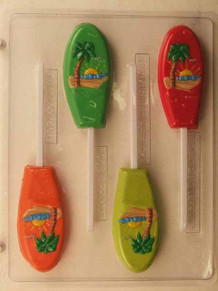 Chocolate// Candy Mold, Lollipop - Summer, Surfboard with Beach Scene