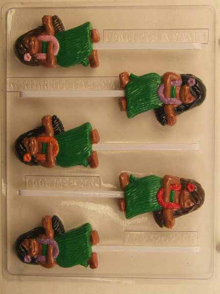 Chocolate// Candy Mold, Lollipop - Summer, Hawaiian Girl