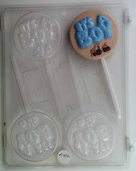 Chocolate// Candy Mold, Lollipop - Baby Shower, "It's a Boy" with Trucks on Round