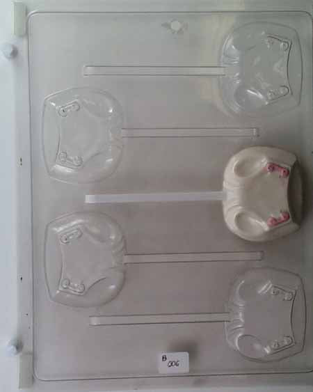 Chocolate// Candy Mold, Lollipop - Baby Shower, Medium Baby Diaper with Pin