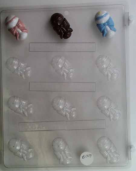 Chocolate// Candy Mold, Mini - Baby Shower, Small Baby Rattle with Bow