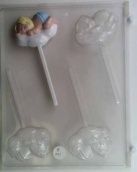 Chocolate// Candy Mold, Lollipop - Baby Shower, Baby on Cloud in Ruffled Diaper