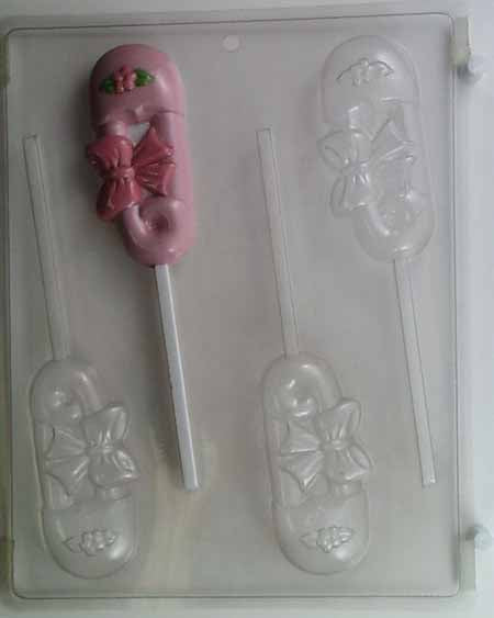 Chocolate// Candy Mold, Lollipop - Baby Shower, Safety Pin with Bow
