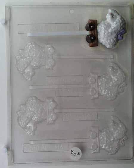 Chocolate// Candy Mold, Lollipop - Baby, Cute Lamb with Bow on Small Wagon