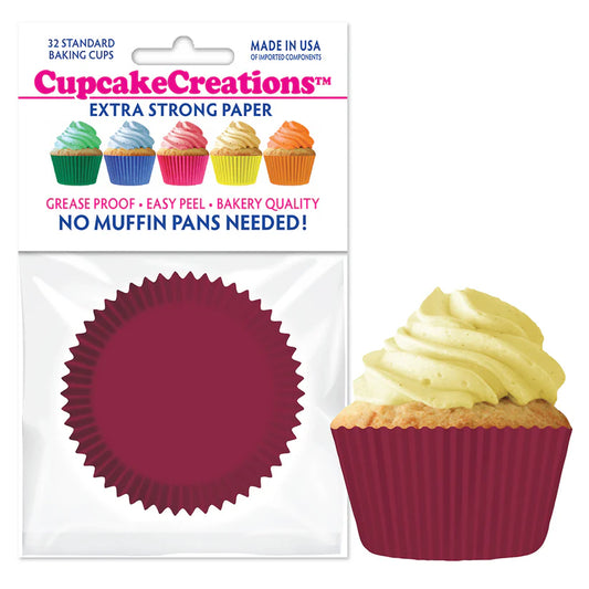 Cupcake Creations // Cupcake Liners "Burgundy" 2" Base x 1 3/8 " Wall
