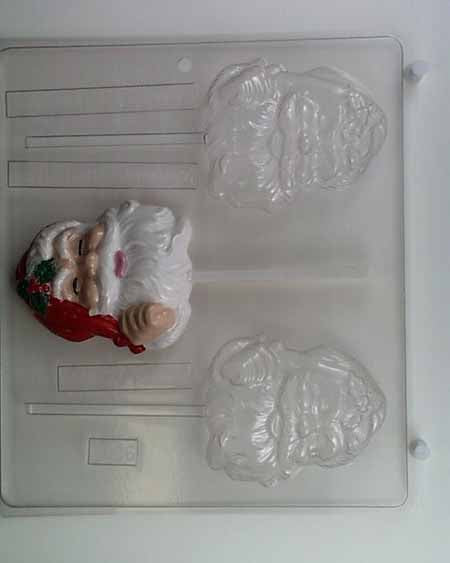 Chocolate// Candy Mold, Lollipop - Holiday, Classic Christmas Santa Face